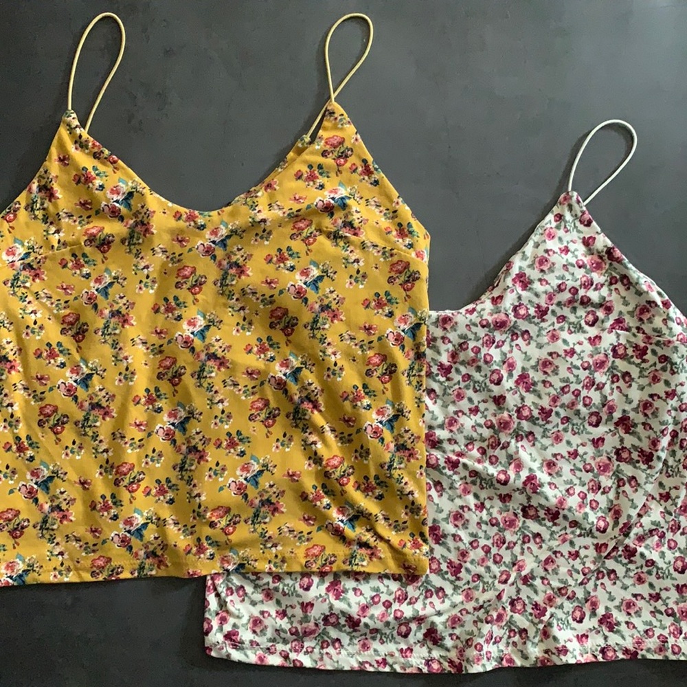 Vintage floral print crop tanks